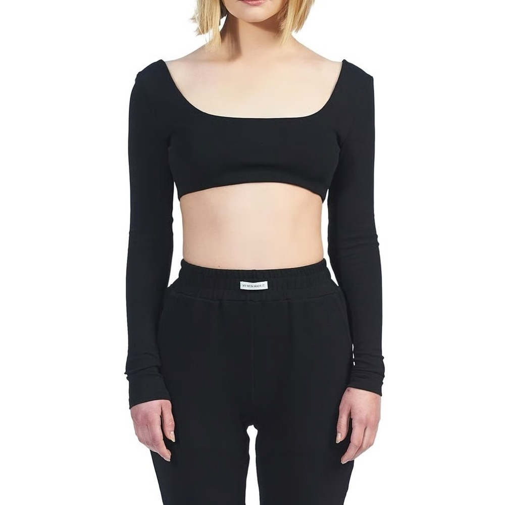 My mum made it staple open back Long Sleeve Crop Top - Picture 7 of 8